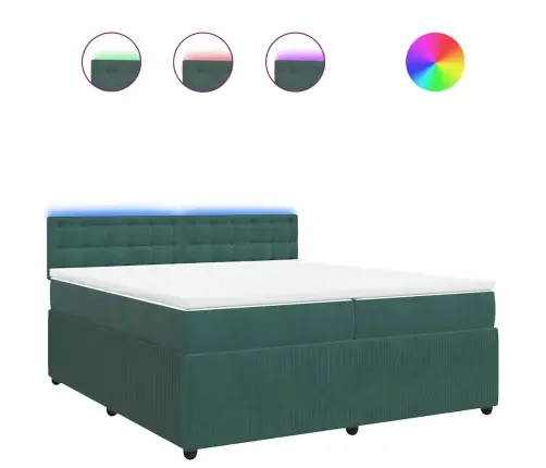 Atsperu Gulta Ar Matraci, Tumši Zaļš Samts, 200X200 Cm Vidaxl