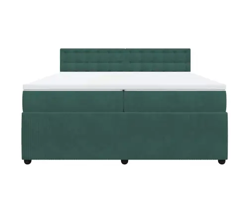 Atsperu Gulta Ar Matraci, Tumši Zaļš Samts, 200X200 Cm Vidaxl