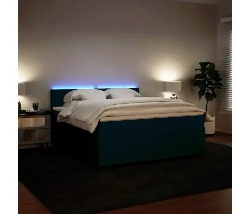 Atsperu Gulta Ar Matraci, Zils Samts, 200X200 Cm Vidaxl