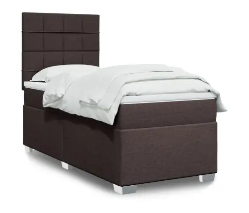 Atsperu Gultas Rāmis Ar Matraci, Tumši Brūna, 80X200 Cm, Audums Vidaxl