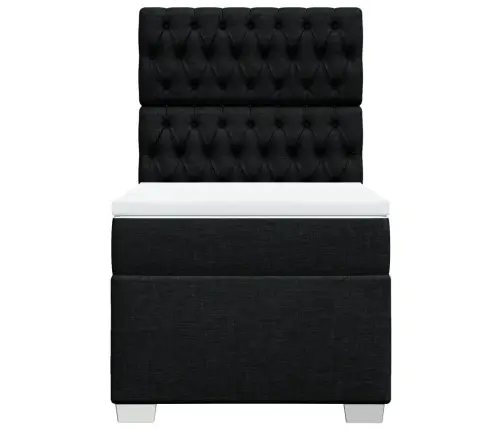 Lova Su Spyruoklėmis Ir Čiužiniu, Juoda, 80X200cm Audinys