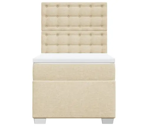 Lova Su Spyruoklėmis Ir Čiužiniu, Kreminė, 80X200cm Audinys