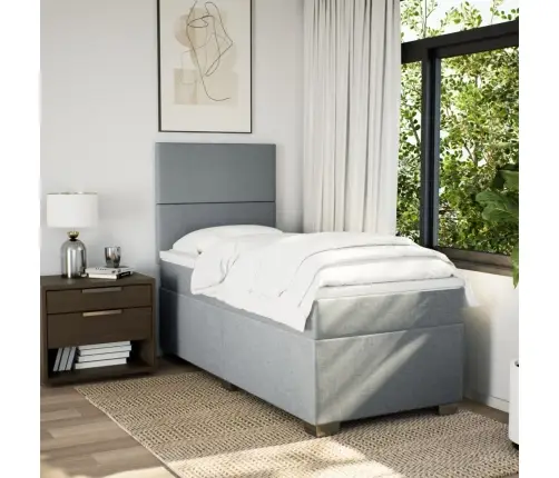 Atsperu Gulta Ar Matraci, Gaiši Pelēka, 90X190 Cm, Audums Vidaxl