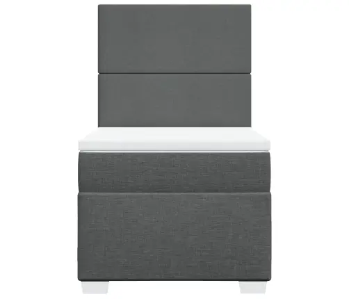 Atsperu Gulta Ar Matraci, Tumši Pelēka, 90X190 Cm, Audums Vidaxl