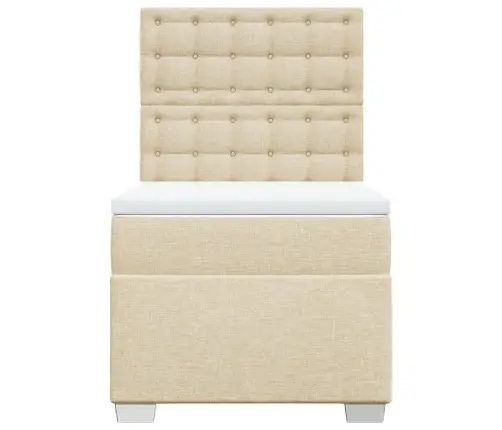 Atsperu Gulta Ar Matraci, Krēmkrāsas, 90X190 Cm, Audums Vidaxl