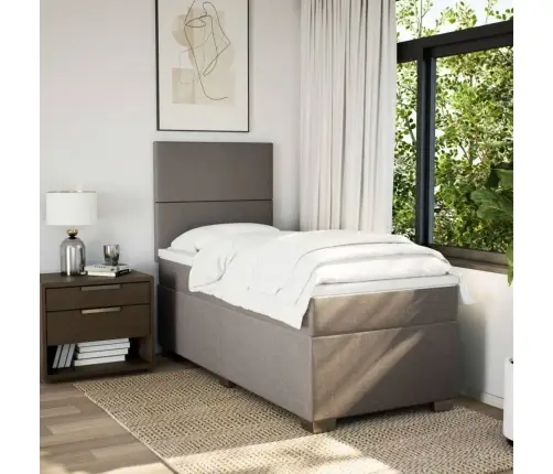 Lova Su Spyruoklėmis Ir Čiužiniu, Taupe, 90X200 cm Audinys