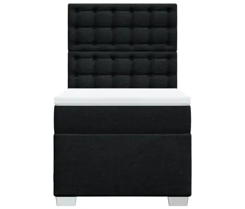 Lova Su Spyruoklėmis Ir Čiužiniu, Juoda, 90X200 cm Audinys