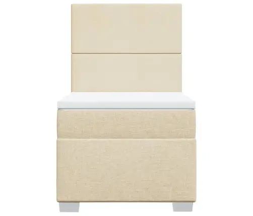 Atsperu Gultas Rāmis Ar Matraci, Krēmkrāsas, 100X200 Cm, Audums Vidaxl
