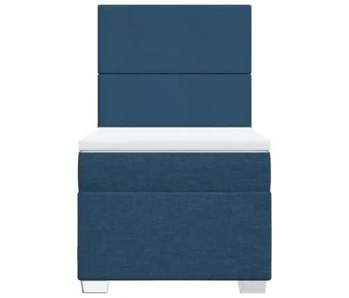 Atsperu Gultas Rāmis Ar Matraci, Zils, 100X200 Cm, Audums Vidaxl