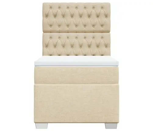 Lova Su Spyruoklėmis Ir Čiužiniu, Kreminė, 100X200cm Audinys