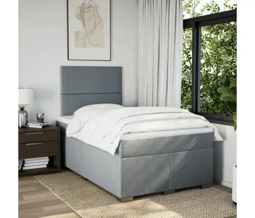 Atsperu Gulta Ar Matraci, Gaiši Pelēka Audums, 120X190 Cm Vidaxl