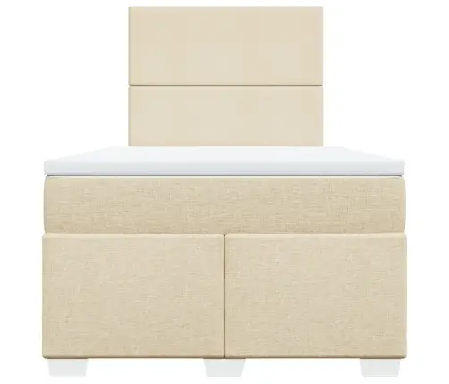 Lova Su Spyruoklėmis Ir Čiužiniu, Kreminė, 120X190cm Audinys