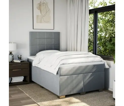 Atsperu Gulta Ar Matraci, Gaiši Pelēka Audums, 120X190 Cm Vidaxl