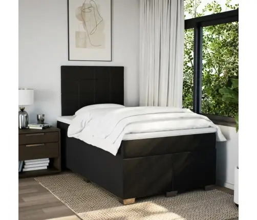 Atsperu Gulta Ar Matraci, Melns Audums, 120X190 Cm Vidaxl