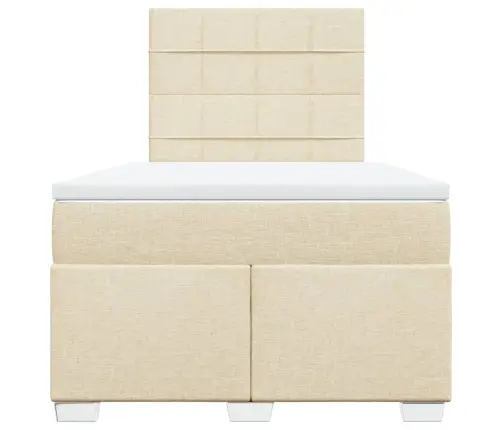 Atsperu Gulta Ar Matraci, Krēmkrāsas Audums, 120X190 Cm Vidaxl