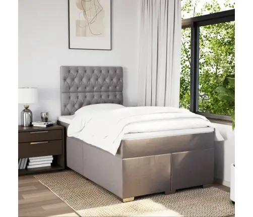 Lova Su Spyruoklėmis Ir Čiužiniu, Taupe, 120X190cm Audinys