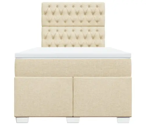 Atsperu Gulta Ar Matraci, Krēmkrāsas Audums, 120X190 Cm Vidaxl