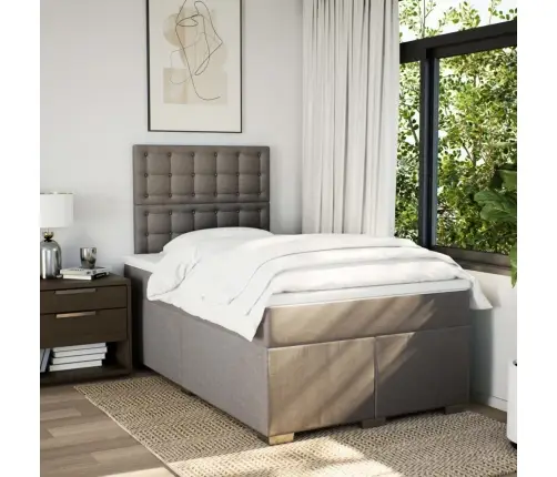 Atsperu Gulta Ar Matraci, Pelēkbrūns Audums, 120X190 Cm Vidaxl