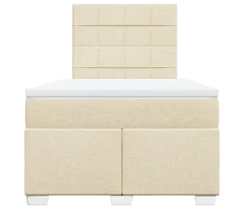 Atsperu Gultas Rāmis Ar Matraci, Krēmkrāsas, 120X200 Cm, Audums Vidaxl