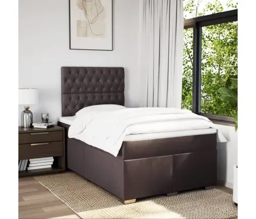 Lova Su Spyruoklėmis Ir Čiužiniu, Ruda, 120X200 cm Audinys