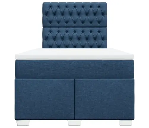 Atsperu Gultas Rāmis Ar Matraci, Zils, 120X200 Cm, Audums Vidaxl