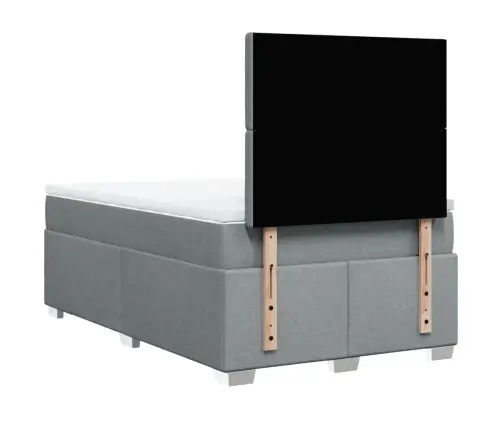 Atsperu Gulta Ar Matraci, Gaiši Pelēka Audums, 120X200Cm Vidaxl