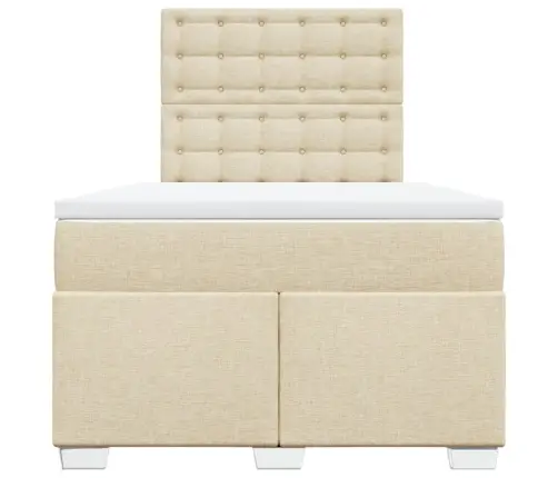 Lova Su Spyruoklėmis Ir Čiužiniu, Kreminė, 120X200 cm Audinys