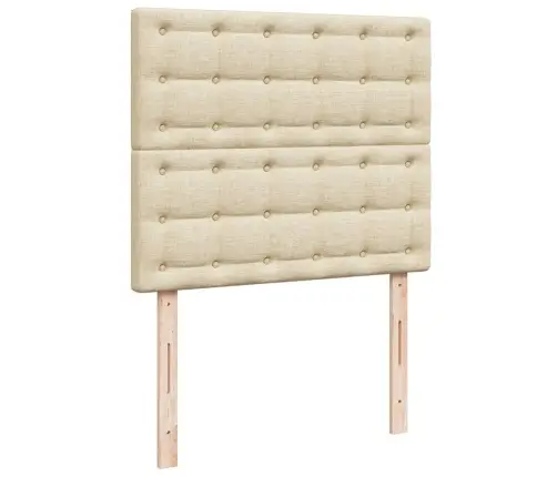 Lova Su Spyruoklėmis Ir Čiužiniu, Kreminė, 120X200 cm Audinys