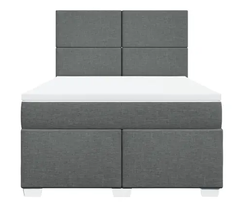 Atsperu Gulta Ar Matraci, Tumši Pelēka Audums, 140X190 Cm Vidaxl