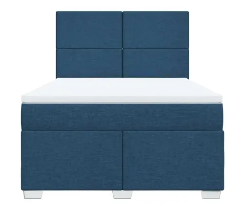 Atsperu Gulta Ar Matraci, Zils Audums, 140X190 Cm Vidaxl