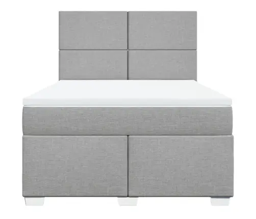 Atsperu Gultas Rāmis Ar Matraci, Gaiši Pelēka Audums, 140X200Cm Vidaxl