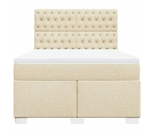 Atsperu Gulta Ar Matraci, Krēmkrāsas, 140X200 Cm, Audums Vidaxl