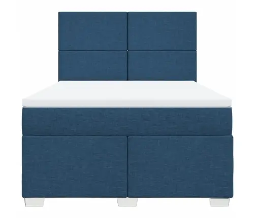 Atsperu Gulta Ar Matraci, Zils, 160X200 Cm, Audums Vidaxl