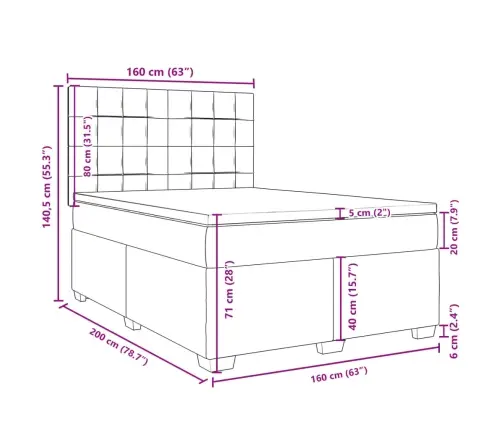 Atsperu Gulta Ar Matraci, Krēmkrāsas, 160X200 Cm, Audums Vidaxl