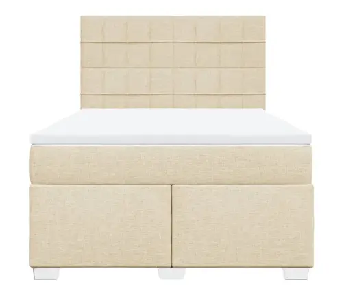 Atsperu Gulta Ar Matraci, Krēmkrāsas, 160X200 Cm, Audums Vidaxl