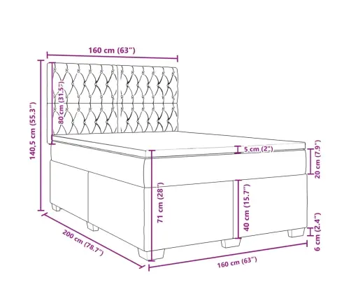 Kontinentaalvoodi Madratsiga, Tumehall, 160X200 cm Kangas