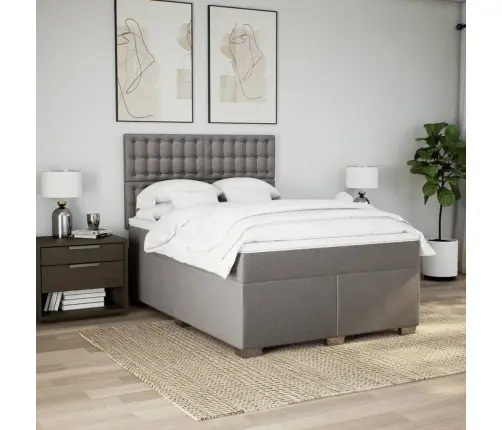 Lova Su Spyruoklėmis Ir Čiužiniu, Taupe, 160X200 cm Audinys