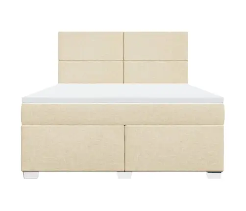 Lova Su Spyruoklėmis Ir Čiužiniu, Kreminė, 180X200 cm Audinys