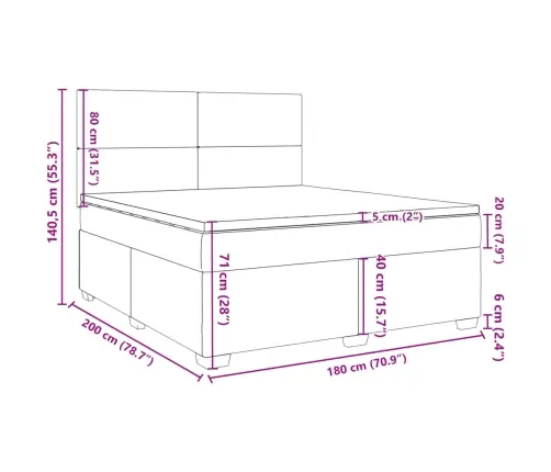 Atsperu Gulta Ar Matraci, Zils, 180X200 Cm, Audums Vidaxl