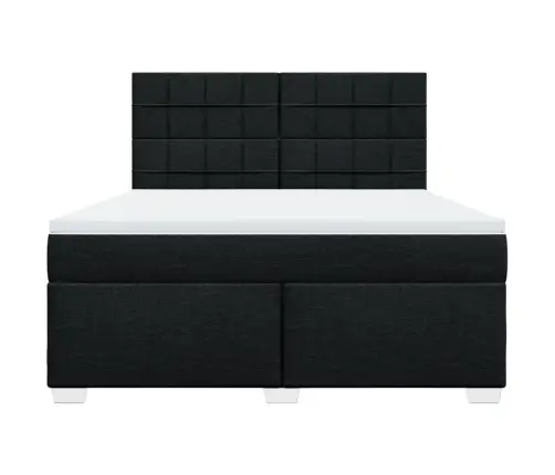 Atsperu Gulta Ar Matraci, Melns, 180X200 Cm, Audums Vidaxl