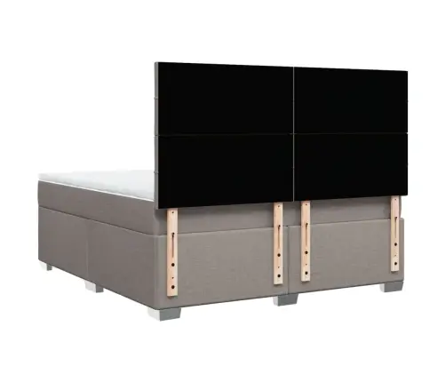 Atsperu Gulta Ar Matraci, Pelēkbrūns, 180X200 Cm, Audums Vidaxl