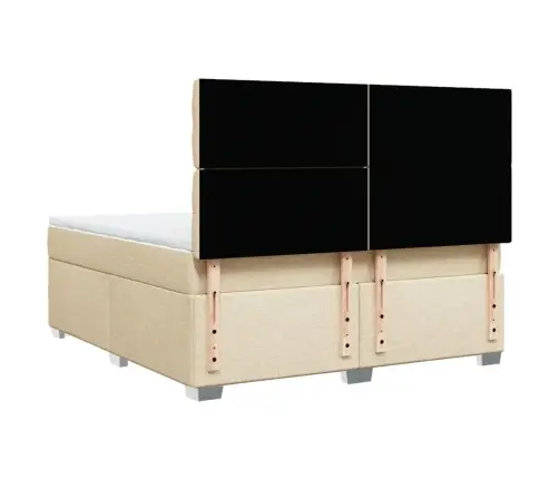 Atsperu Gulta Ar Matraci, Krēmkrāsas, 180X200 Cm, Audums Vidaxl