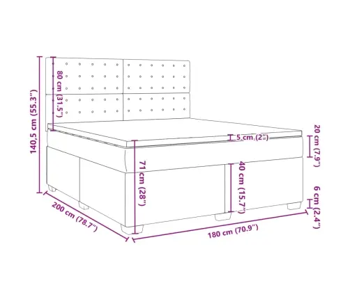 Kontinentaalvoodi Madratsiga, Helehall, 180X200 cm Kangas