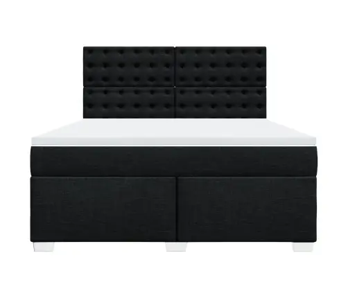 Atsperu Gulta Ar Matraci, Melns, 180X200 Cm, Audums Vidaxl