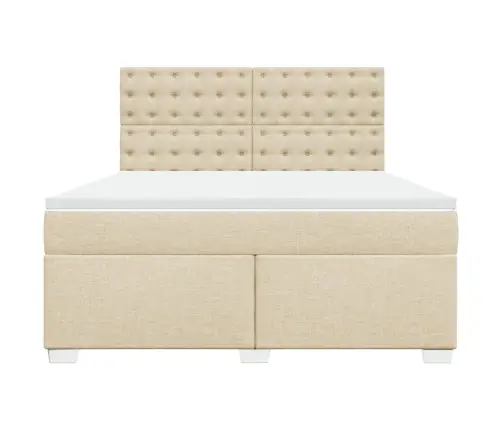 Atsperu Gulta Ar Matraci, Krēmkrāsas, 180X200 Cm, Audums Vidaxl