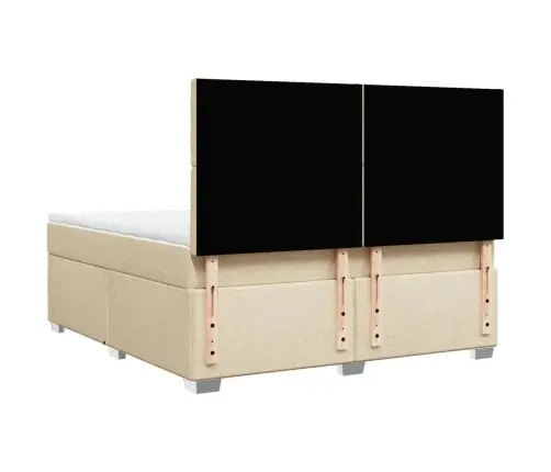 Atsperu Gulta Ar Matraci, Krēmkrāsas, 180X200 Cm, Audums Vidaxl