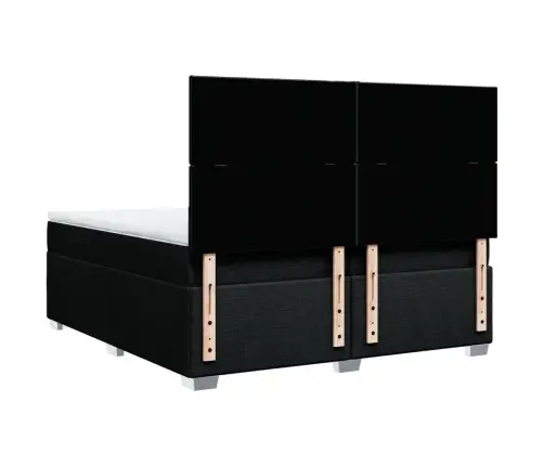 Atsperu Gultas Rāmis Ar Matraci, Melna Audums, 200X200 Cm Vidaxl