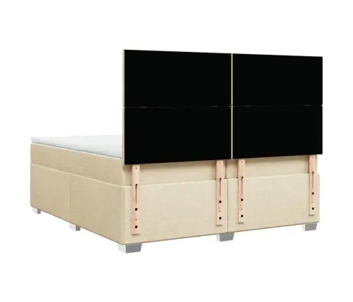 Atsperu Gultas Rāmis Ar Matraci, Krēmkrāsas Audums, 200X200 Cm Vidaxl