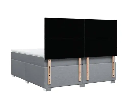 Atsperu Gulta Ar Matraci, Gaiši Pelēka Audums, 200X200Cm Vidaxl