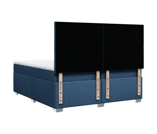 Atsperu Gultas Rāmis Ar Matraci, Zils Audums, 200X200 Cm Vidaxl